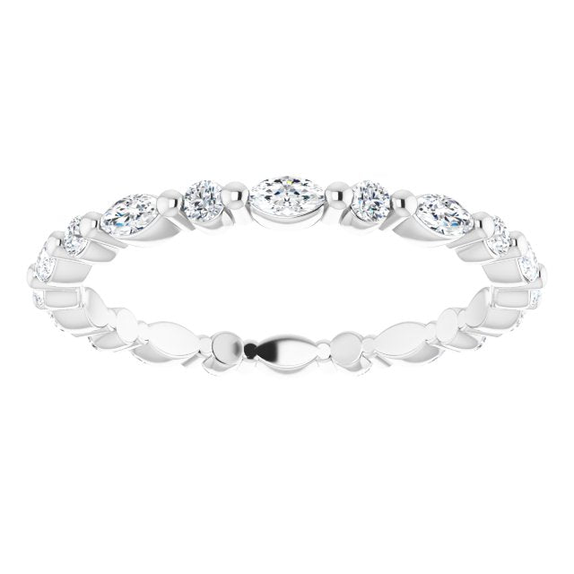 Platinum Marquise Natural Diamond Multi-Shape Shared-Prong Eternity Band – 3.5x1.75 mm Stones - view 3
