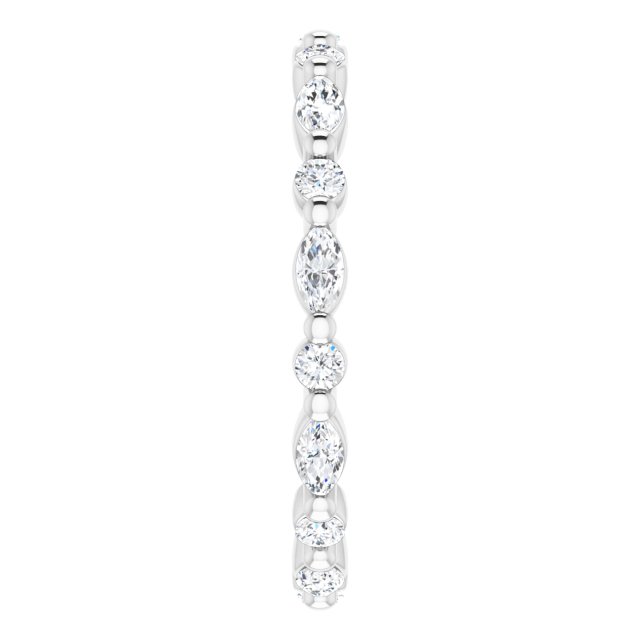 14K Gold Marquise Natural Diamond Multi-Shape Shared-Prong Eternity Band – 3.5x1.75 mm Stones - White Gold - view 4