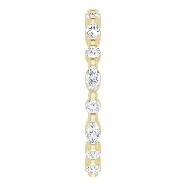 14K Gold Marquise Natural Diamond Multi-Shape Shared-Prong Eternity Band – 3.5x1.75 mm Stones - Yellow Gold - view 4