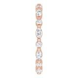 14K Gold Marquise Natural Diamond Multi-Shape Shared-Prong Eternity Band – 3.5x1.75 mm Stones - Rose Gold - view 4
