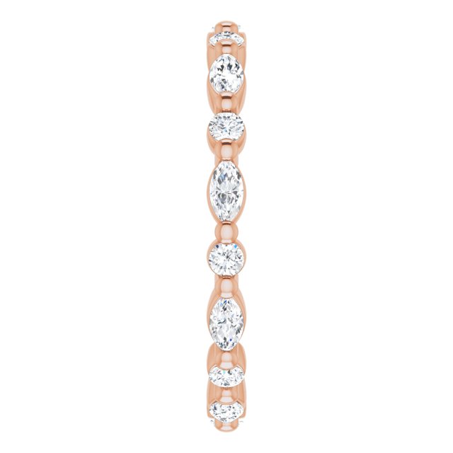 14K Gold Marquise Natural Diamond Multi-Shape Shared-Prong Eternity Band – 3.5x1.75 mm Stones - Rose Gold - view 4