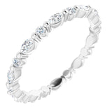 Platinum Marquise Natural Diamond Multi-Shape Shared-Prong Eternity Band – 3.5x1.75 mm Stones