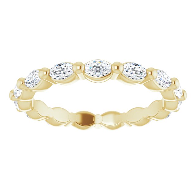 14K Gold Marquise Natural Diamond Eternity Band – 3.5x2 mm Stones - Yellow Gold - view 3