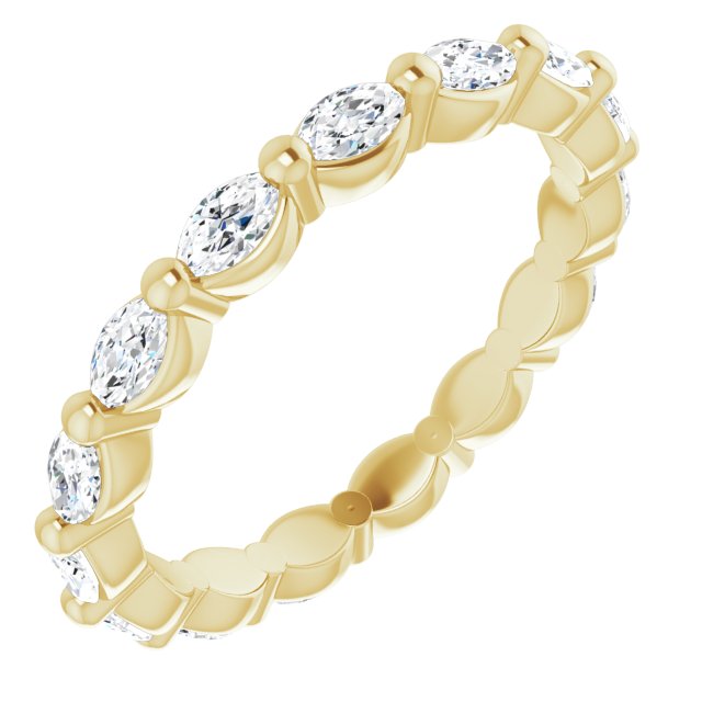 14K Gold Marquise Natural Diamond Eternity Band – 3.5x2 mm Stones - Yellow Gold