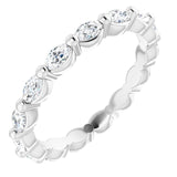 14K Gold Marquise Natural Diamond Eternity Band – 3.5x2 mm Stones - White Gold
