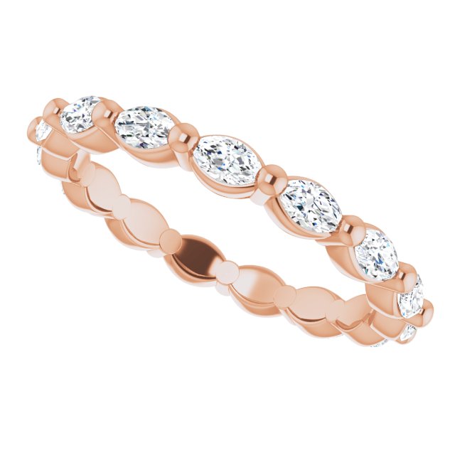 14K Gold Marquise Natural Diamond Eternity Band – 3.5x2 mm Stones - Rose Gold - view 5