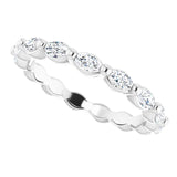 14K Gold Marquise Natural Diamond Eternity Band – 3.5x2 mm Stones - White Gold - view 5