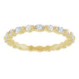 14K Gold Marquise Natural Diamond Multi-Shape Shared-Prong Eternity Band – 3.5x1.75 mm Stones - Yellow Gold - view 3