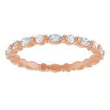 14K Gold Marquise Natural Diamond Multi-Shape Shared-Prong Eternity Band – 3.5x1.75 mm Stones - Rose Gold - view 3