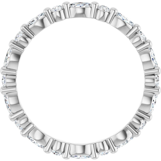 Platinum Marquise Natural Diamond Multi-Shape Shared-Prong Eternity Band – 3.5x1.75 mm Stones - view 2