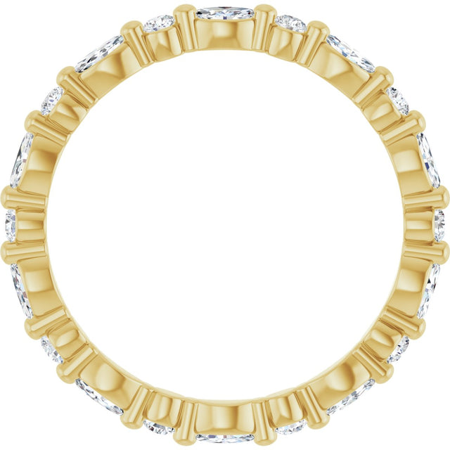 14K Gold Marquise Natural Diamond Multi-Shape Shared-Prong Eternity Band – 3.5x1.75 mm Stones - Yellow Gold - view 2