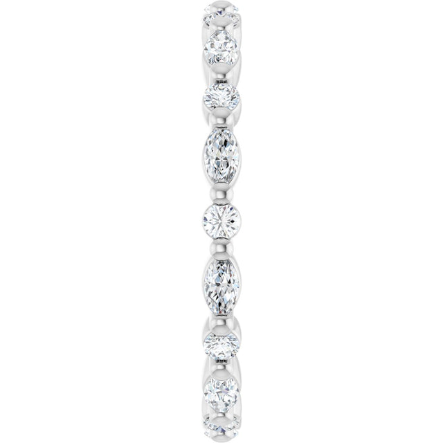 Platinum Marquise Natural Diamond Multi-Shape Shared-Prong Eternity Band – 3.5x1.75 mm Stones - view 4