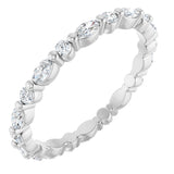 14K Gold Marquise Natural Diamond Multi-Shape Shared-Prong Eternity Band – 3.5x1.75 mm Stones - White Gold