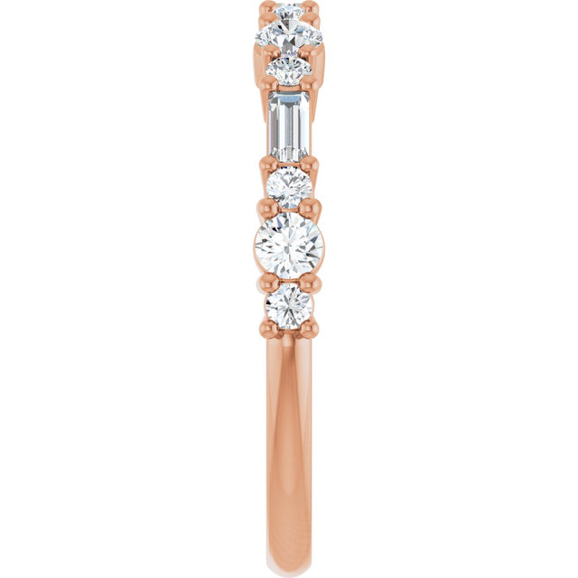 14K Gold Round Natural Diamond Anniversary Band – 3/8 CTW - Rose Gold - view 4
