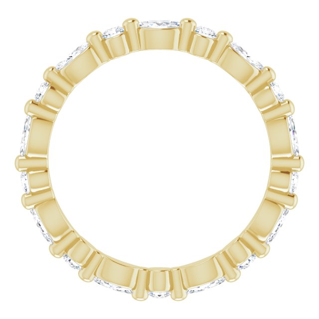 14K Gold Marquise Natural Diamond Multi-Shape Shared-Prong Eternity Band – 3.5x1.75 mm Stones - Yellow Gold - view 2