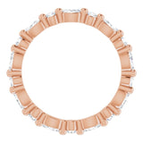 14K Gold Marquise Natural Diamond Multi-Shape Shared-Prong Eternity Band – 3.5x1.75 mm Stones - Rose Gold - view 2
