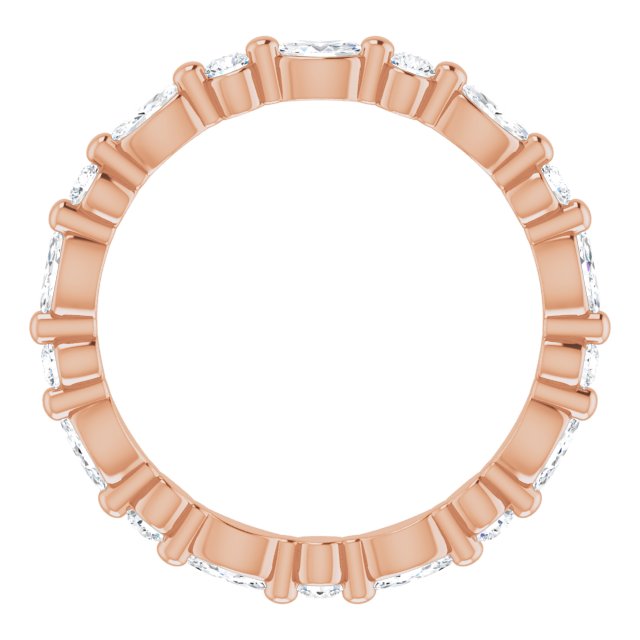14K Gold Marquise Natural Diamond Multi-Shape Shared-Prong Eternity Band – 3.5x1.75 mm Stones - Rose Gold - view 2