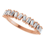 14K Gold Straight Baguette Natural Diamond Scattered Baguette Anniversary Band – 3.5x1.8 mm Stones - Rose Gold - view 5