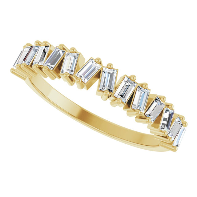 14K Gold Straight Baguette Lab-Grown Diamond Scattered Baguette Anniversary Band – 3.5x1.8 mm Stones - Yellow Gold - view 5