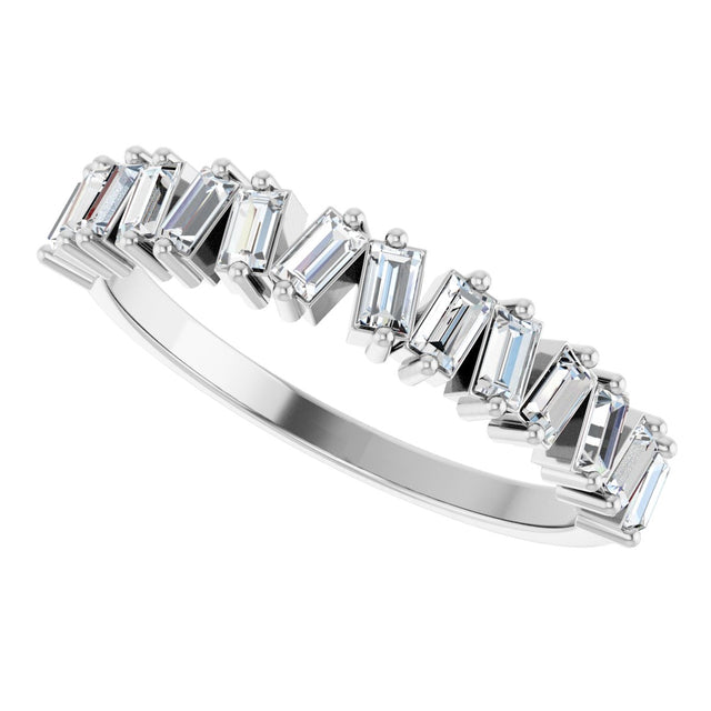 Platinum Straight Baguette Natural Diamond Scattered Baguette Anniversary Band – 3.5x1.8 mm Stones - view 5