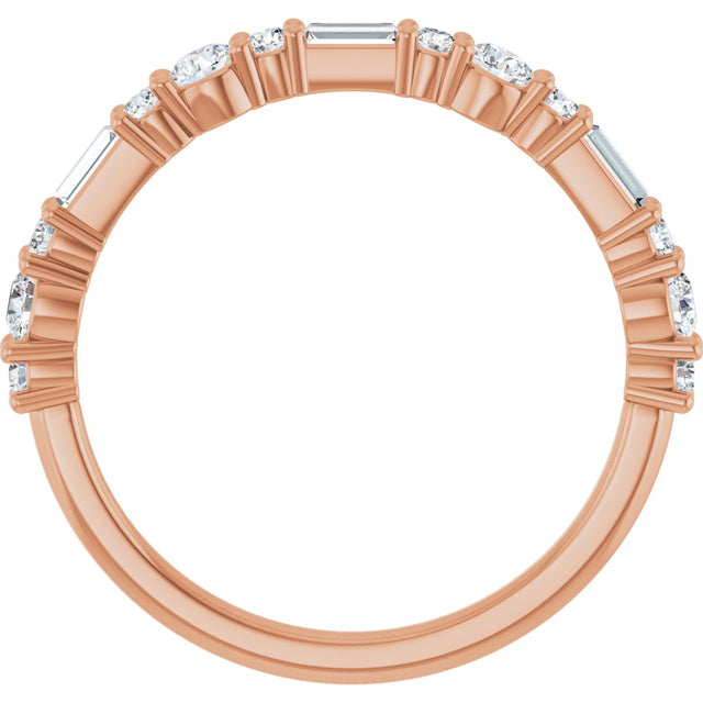 14K Gold Round Natural Diamond Anniversary Band – 3/8 CTW - Rose Gold - view 2