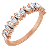 14K Gold Straight Baguette Natural Diamond Scattered Baguette Anniversary Band – 3.5x1.8 mm Stones - Rose Gold