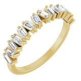 14K Gold Straight Baguette Natural Diamond Scattered Baguette Anniversary Band – 2.5x1.5 mm Stones - Yellow Gold