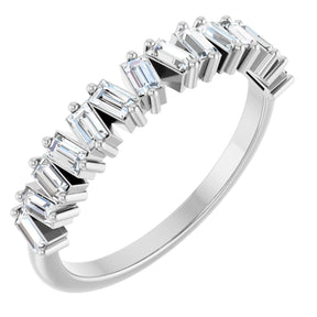 Platinum Straight Baguette Lab-Grown Diamond Scattered Baguette Anniversary Band – 2.5x1.5 mm Stones