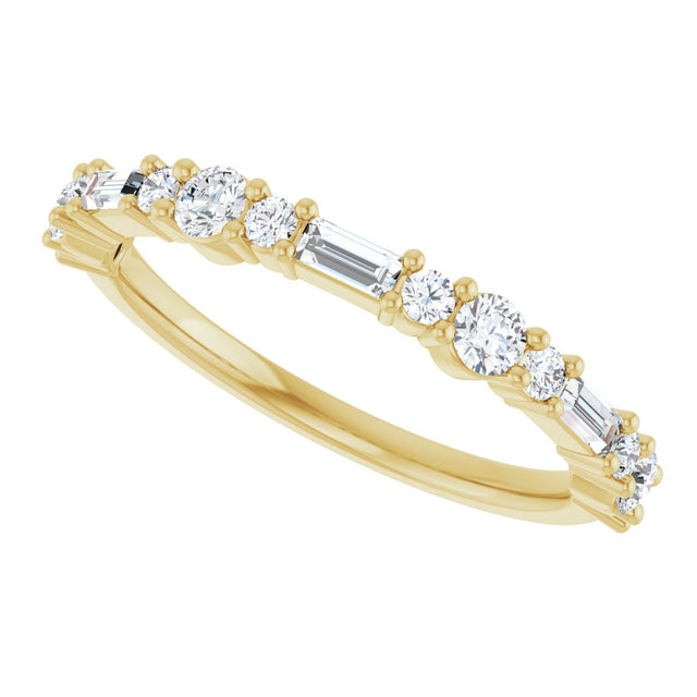 14K Gold Round Natural Diamond Anniversary Band – 3/8 CTW - Yellow Gold - view 5