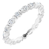 14K Gold Marquise Natural Diamond Multi-Shape Shared-Prong Eternity Band – 3.5x1.75 mm Stones - White Gold