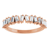 14K Gold Straight Baguette Natural Diamond Scattered Baguette Anniversary Band – 2.5x1.5 mm Stones - Rose Gold - view 3