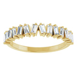 14K Gold Straight Baguette Natural Diamond Scattered Baguette Anniversary Band – 3.5x1.8 mm Stones - Yellow Gold - view 3