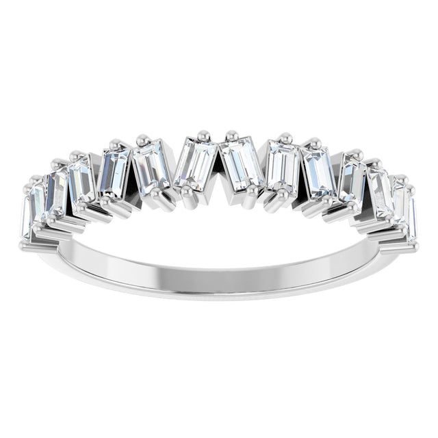 Platinum Straight Baguette Natural Diamond Scattered Baguette Anniversary Band – 2.5x1.5 mm Stones - view 3