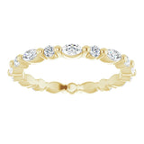 14K Gold Marquise Natural Diamond Multi-Shape Shared-Prong Eternity Band – 3.5x1.75 mm Stones - Yellow Gold - view 3