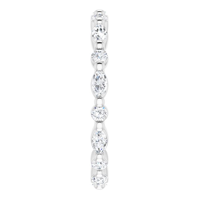 Platinum Marquise Natural Diamond Multi-Shape Shared-Prong Eternity Band – 3.5x1.75 mm Stones - view 4