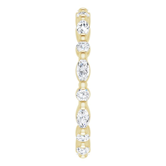 14K Gold Marquise Natural Diamond Multi-Shape Shared-Prong Eternity Band – 3.5x1.75 mm Stones - Yellow Gold - view 4