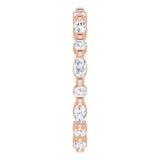 14K Gold Marquise Natural Diamond Multi-Shape Shared-Prong Eternity Band – 3.5x1.75 mm Stones - Rose Gold - view 4