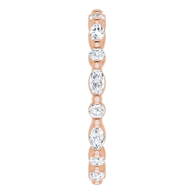 14K Gold Marquise Natural Diamond Multi-Shape Shared-Prong Eternity Band – 3.5x1.75 mm Stones - Rose Gold - view 4