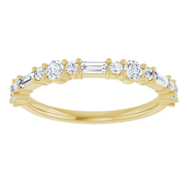 14K Gold Round Natural Diamond Anniversary Band – 3/8 CTW - Yellow Gold - view 3