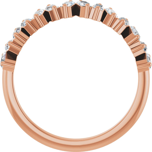 14K Gold Straight Baguette Lab-Grown Diamond Scattered Baguette Anniversary Band – 2.5x1.5 mm Stones - Rose Gold - view 2