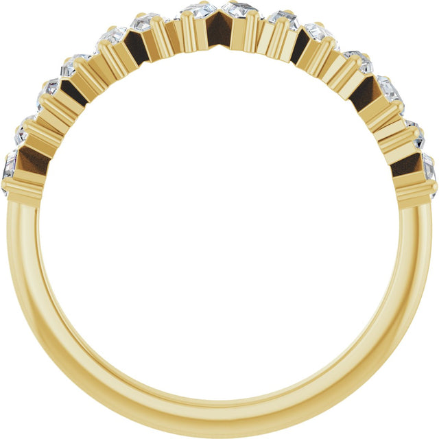 14K Gold Straight Baguette Lab-Grown Diamond Scattered Baguette Anniversary Band – 3.5x1.8 mm Stones - Yellow Gold - view 2
