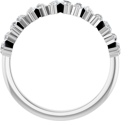 Platinum Straight Baguette Natural Diamond Scattered Baguette Anniversary Band – 3.5x1.8 mm Stones - view 2