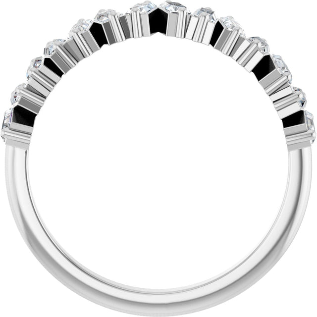 Platinum Straight Baguette Natural Diamond Scattered Baguette Anniversary Band – 3.5x1.8 mm Stones - view 2