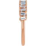 14K Gold Straight Baguette Lab-Grown Diamond Scattered Baguette Anniversary Band – 2.5x1.5 mm Stones - Rose Gold - view 4