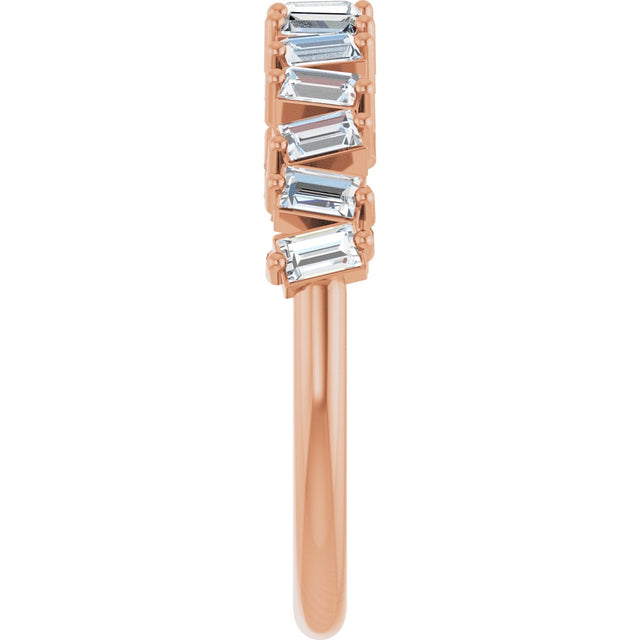 14K Gold Straight Baguette Natural Diamond Scattered Baguette Anniversary Band – 3.5x1.8 mm Stones - Rose Gold - view 4