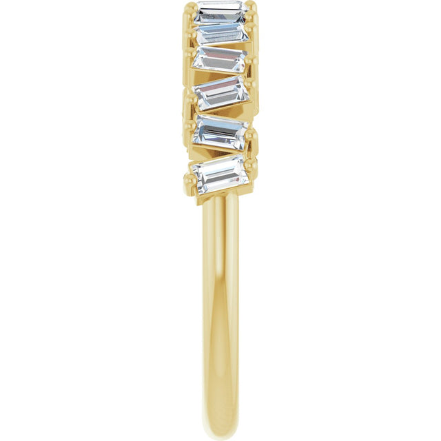 14K Gold Straight Baguette Natural Diamond Scattered Baguette Anniversary Band – 2.5x1.5 mm Stones - Yellow Gold - view 4