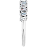 Platinum Straight Baguette Natural Diamond Scattered Baguette Anniversary Band – 3.5x1.8 mm Stones - view 4