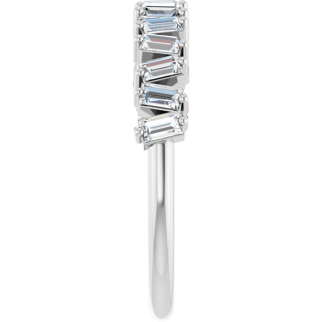 Platinum Straight Baguette Natural Diamond Scattered Baguette Anniversary Band – 3.5x1.8 mm Stones - view 4