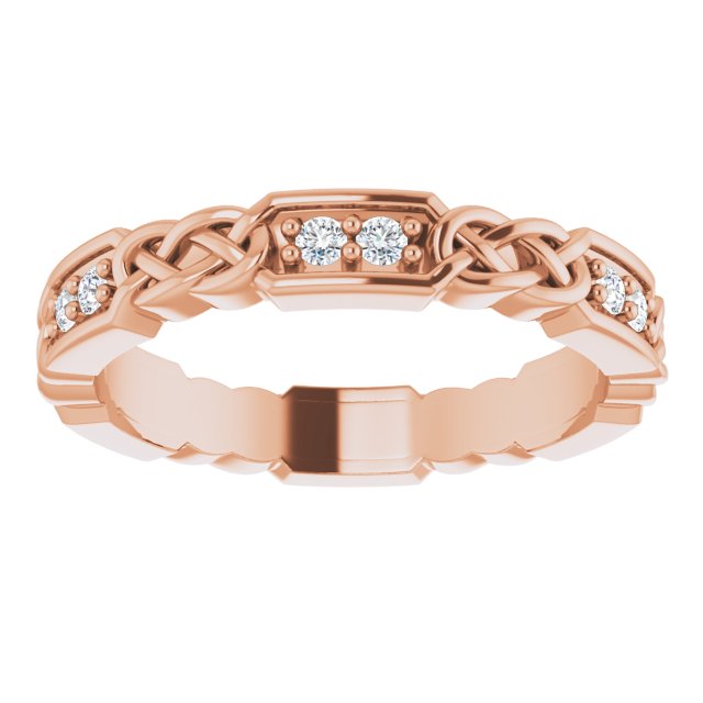 14K Gold Round Natural Diamond Celtic-Inspired Eternity Band – 1.5 mm Stones - Rose Gold - view 3