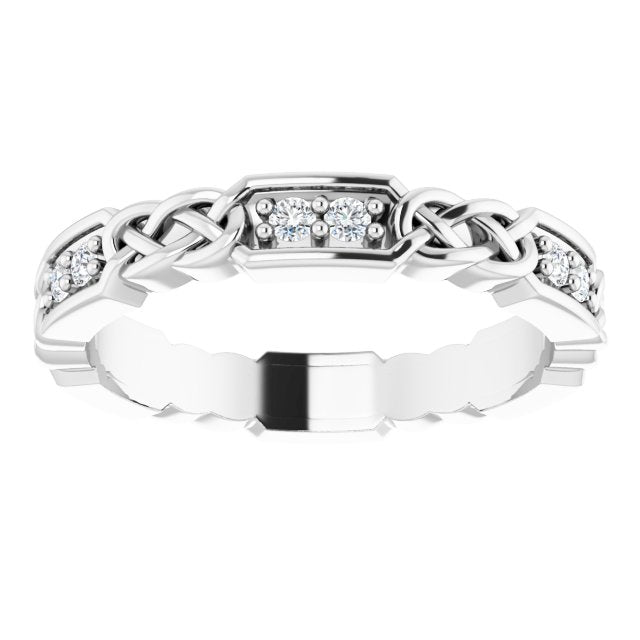 Platinum Round Natural Diamond Celtic-Inspired Eternity Band – 1.5 mm Stones - view 3